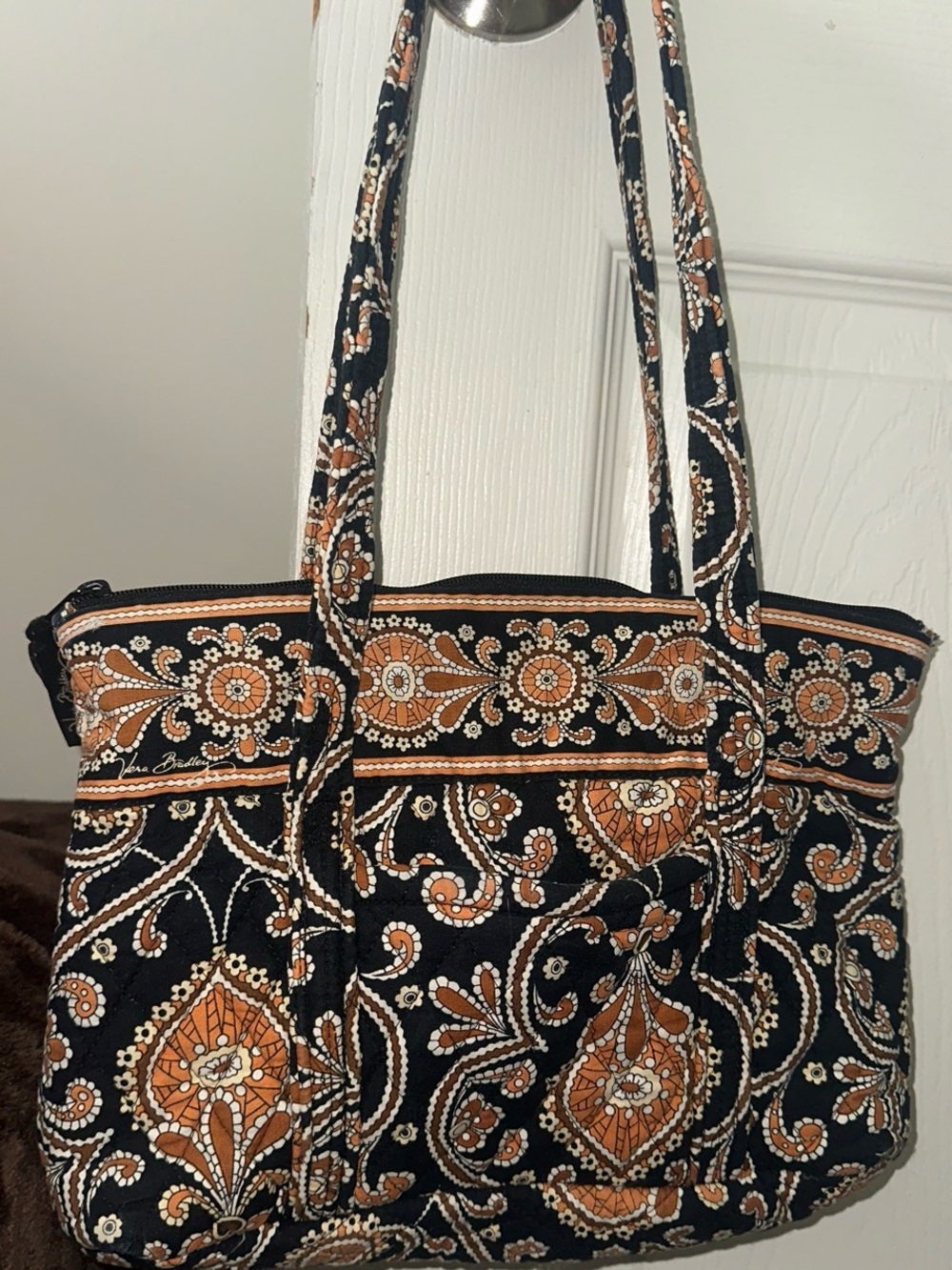 Vera Bradley Black and Brown Paisley Quilted Tote